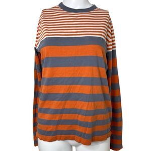 Striped Orange and Gray Long Sleeve Shirt